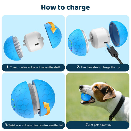 Pet Ball for Dogs - Interactive Rolling Toy, USB 2