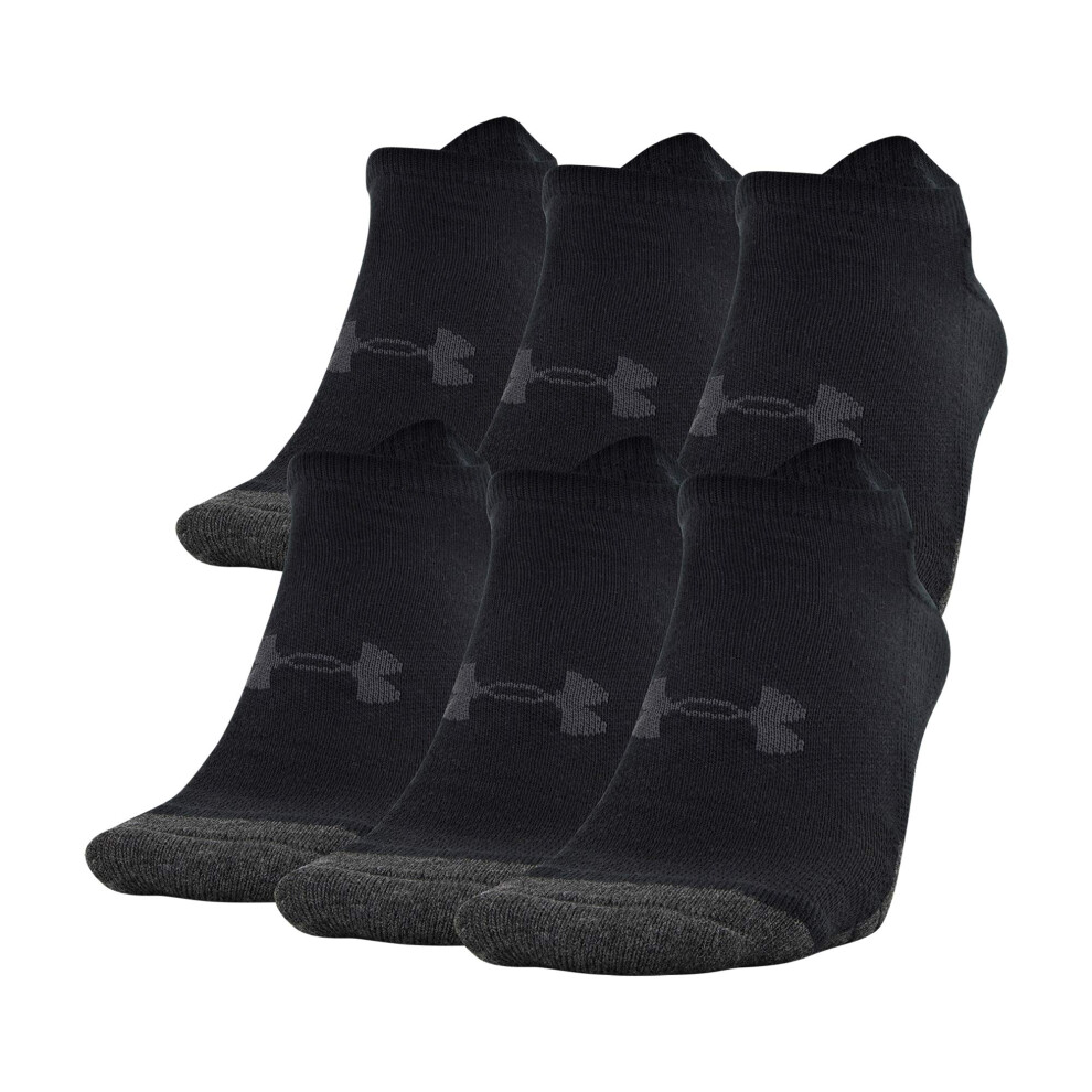 Under Armour Adult Performance Tech No Show Socks, Multipairs (6-Pairs) Medium Black