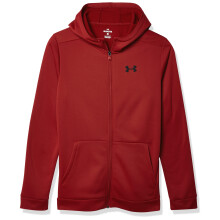 Under Armour Jongens ArmourFleece Volledige Rits Hoodie, (610) Stadionrood / Zwart, Jeugd X-Small