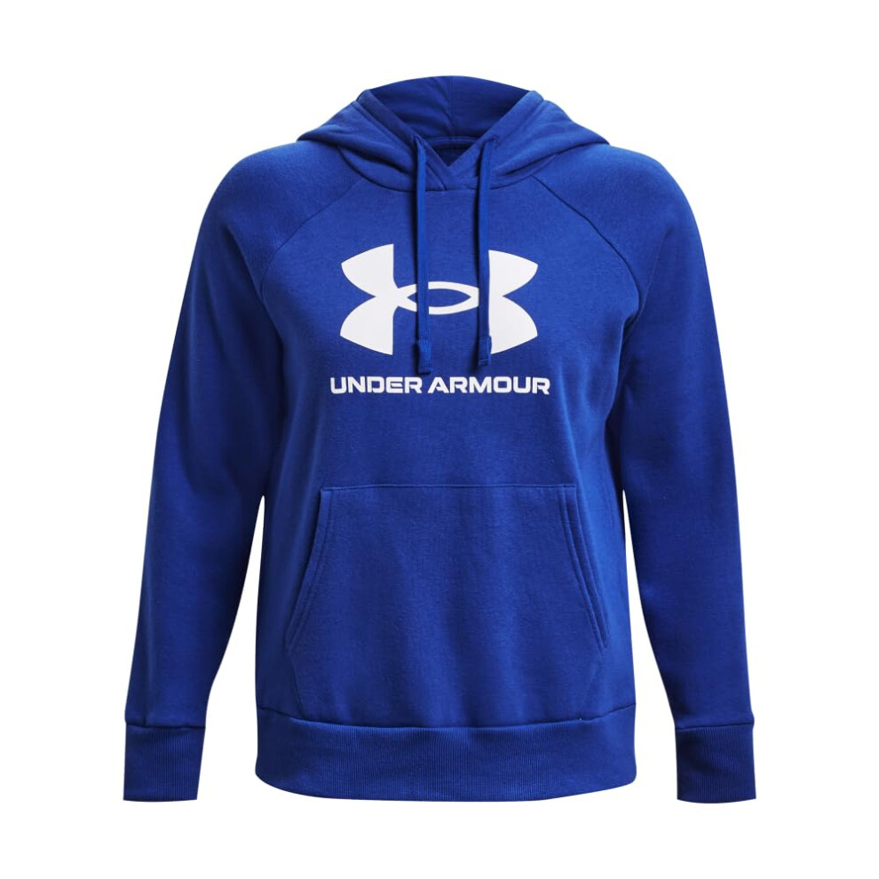 Under Armour Womens Rival Fleece Big Logo Hoodie, (400) Royal / / White, Small