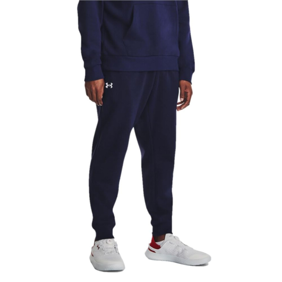 Under Armour Men's Rival Fleece Joggers, (410) Midnight Navy / / White, 4X-Large Blue,White