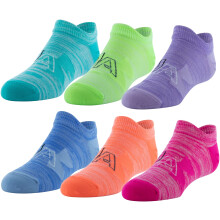 Calcetines sin calcetín Under Armour Essential 2.0 para jóvenes, 6 pares, Electro Pink/Electro Tangerine/Electro Pink, Mediano