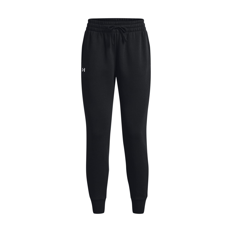 Under Armour Womens Rival Fleece Joggers, (001) Black / / White, Medium Tall White,Black