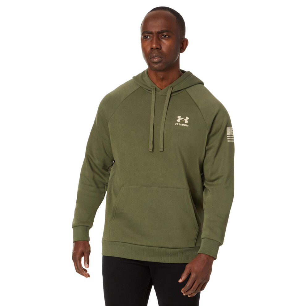 Under Armour Mens Freedom Flag Fleece Hoodie, (390) Marine Od / / Desert Sand, Medium Green