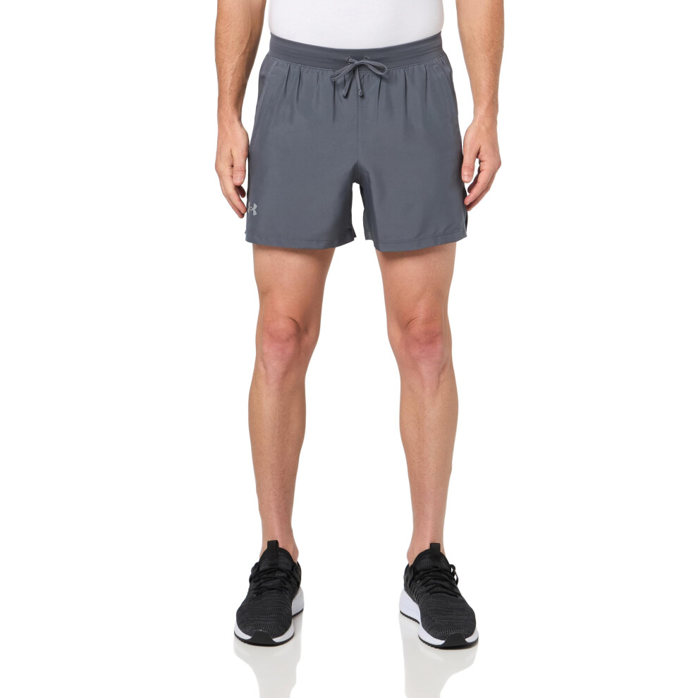 Under Armour Men's Launch Run 5 Inch Unlined Shorts, (025) Castlerock/Castlerock/Reflective, X-Large