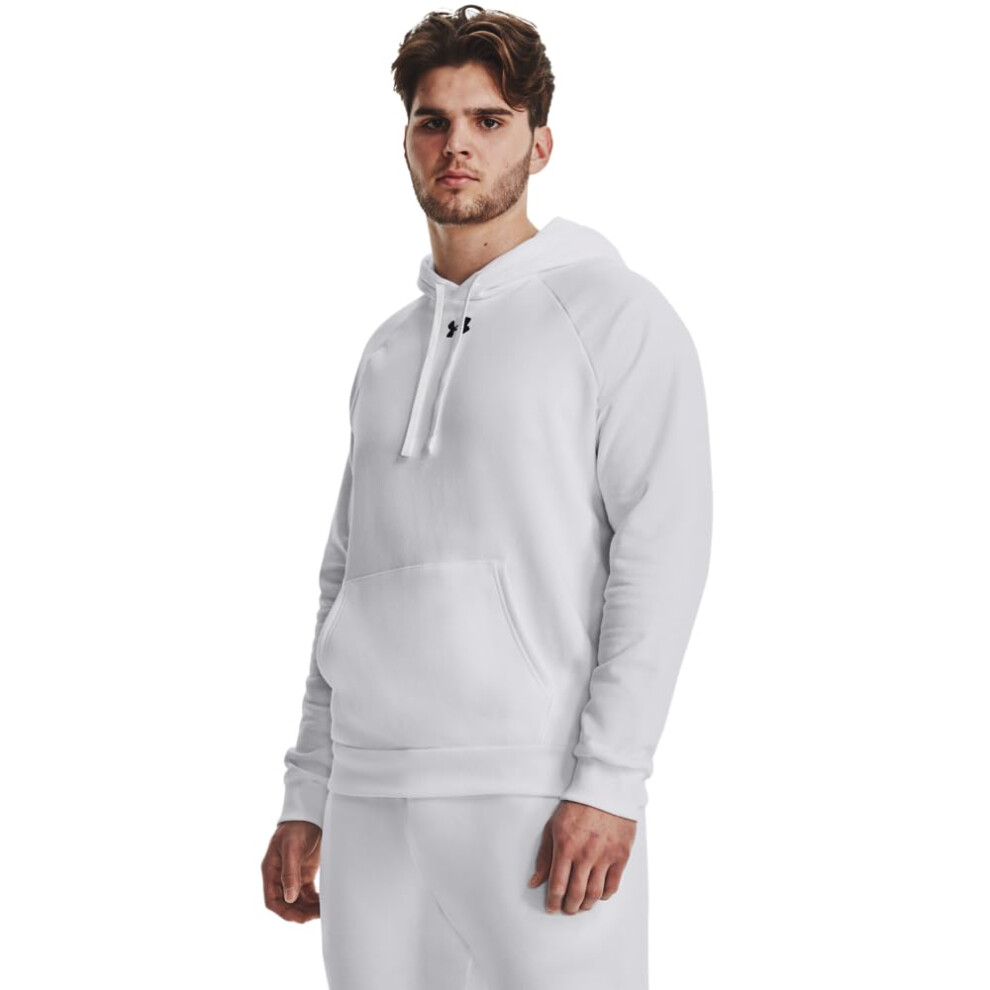Under Armour Men's Rival Fleece Hoodie, (100) White / / Black, Large