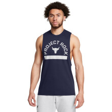 Maglietta senza maniche Under Armour Project Rock Payoff Graphic Uomo, (410) Navy / Mod Gray, Large Tall