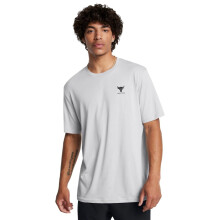 Under Armour Heren Project Rock Korte Mouwen T-shirt, (011) Mod Grijs Medium Heather / Zwart, Groot