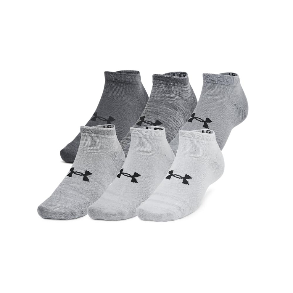 Under Armour Unisex-Adult Essential Low Socks 6 Pack, (025) Castlerock/Castlerock/, Large Anthracite