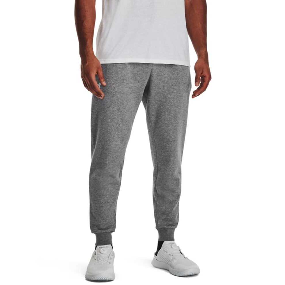 Under Armour Men's Rival Fleece Joggers, (025) Castlerock Light Heather / / White, X-Large Tall
