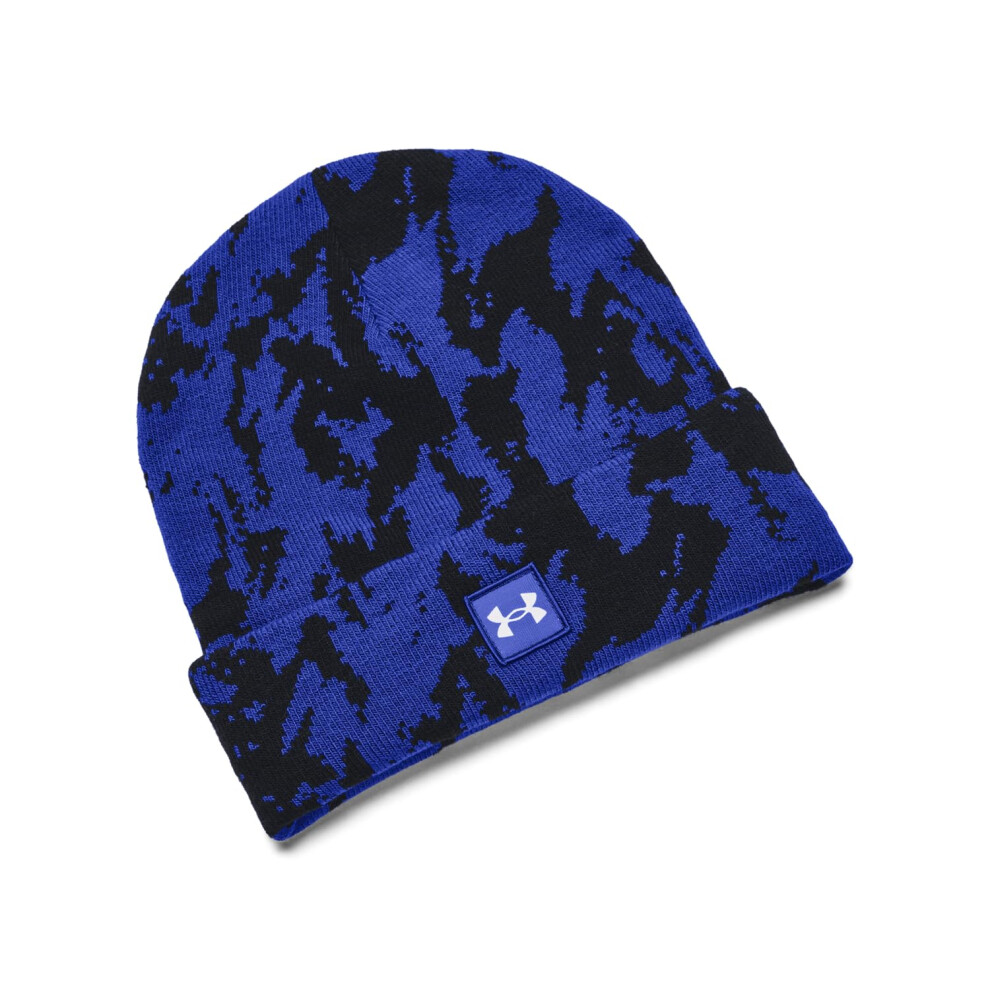 Under Armour Mens Halftime Novely Cuff Beanie, (400) Team Royal / / One Size Fits Most White