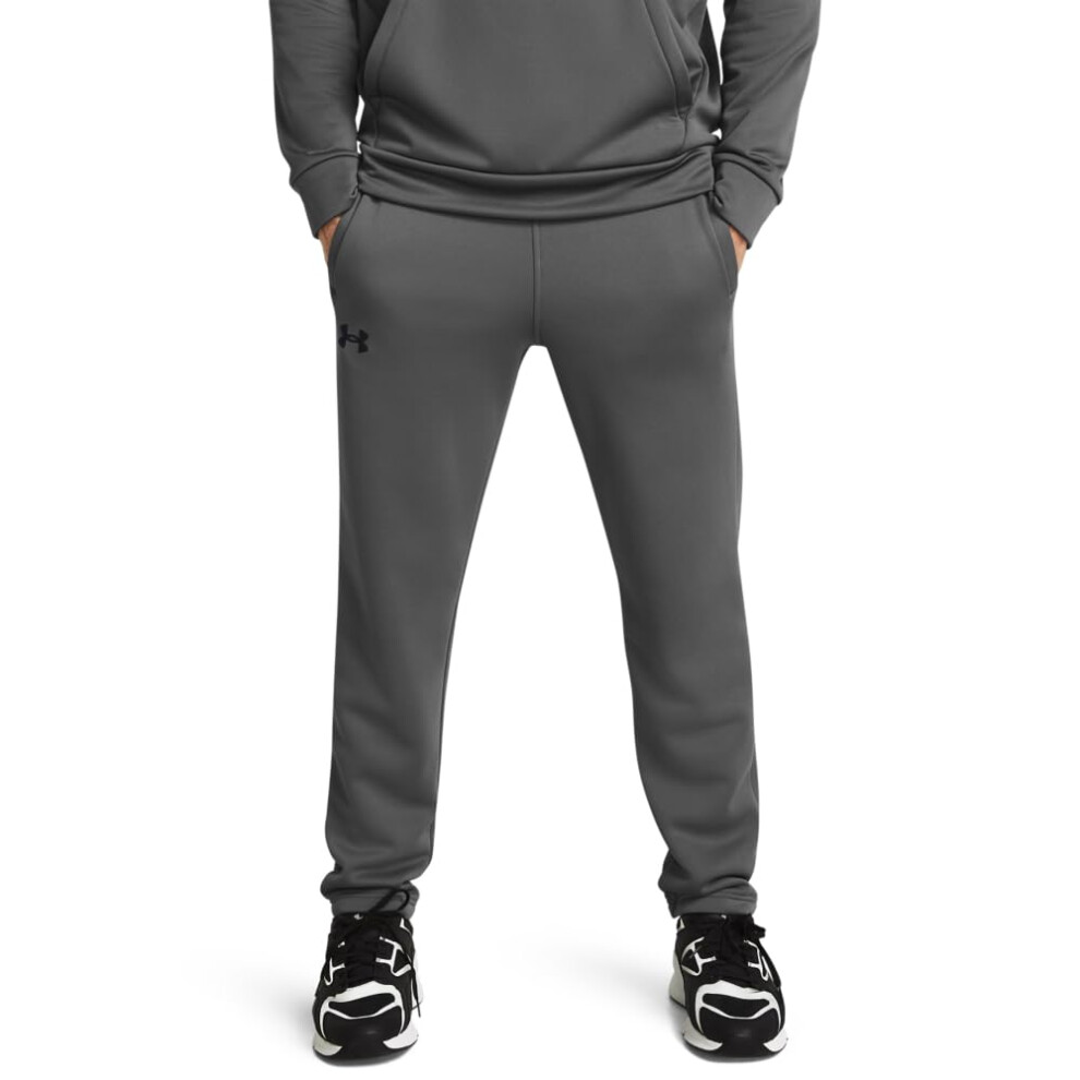 Under Armour Men's Armour Fleece Straight Leg Pants, (025) Castlerock / / Black, Medium