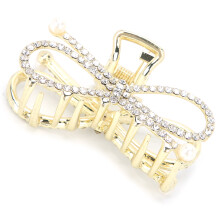 Exquisite Alloy Rhinestones & Faux Pearl Hair Claw Clip Women Girls 2# Bowknot