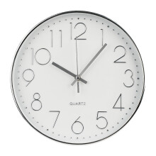 12 Inch Silent Non-Ticking Wall Clock Modern Silver Stereoscopic Dial Home Living Room