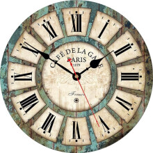 12 Inch Vintage Wooden French Style Wall Clock Silent Battery Operated Decor