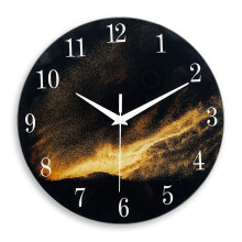 Black Gold Modern Wall Clock 12 Inch Silent Non-Ticking Glass Battery Living Room