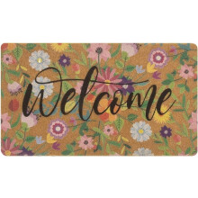 Floral Welcome Mat Flower Coir Door Mat Colorful Spring Indoor Outdoor Non-Slip 45x70cm