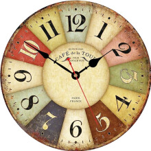 Vintage Rustic Wood Wall Clock 12 Inch Shabby Chic Silent Decorative Home Decor