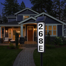 Placa de endereço solar iluminada com números de casa, à prova d'água, para jardim ou quintal.