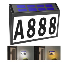 Verlicht huisnummerbord op zonne-energie, adresbord, waterdichte brievenbus voor in de tuin