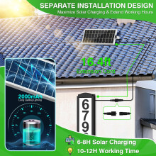 Huisnummer op zonne-energie, apart paneel, IP65 waterdicht, LED RGB wit adresbord