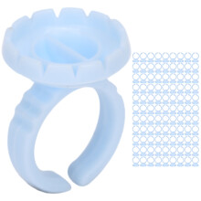 Disposable Eyelash Glue Ring Cups 100pcs Blue Lash Extension Accessories