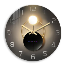 Black Gold Glass Wall Clock 12 Inch Silent Non-Ticking Battery Operated Kitchen