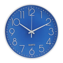 Relógio de parede de 30 cm (12 polegadas) silencioso, moderno, simples, com mostrador estereoscópico azul escuro.