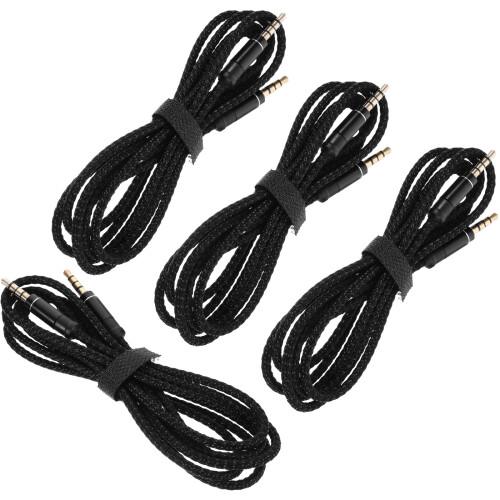 4 Pcs Auxiliary Cord Stereo Audio Cable Amp Headphone Black 1