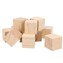 Wooden Craft Blocks 12Pcs Unfinished Small Cubes for Kids DIY & Home Decoration