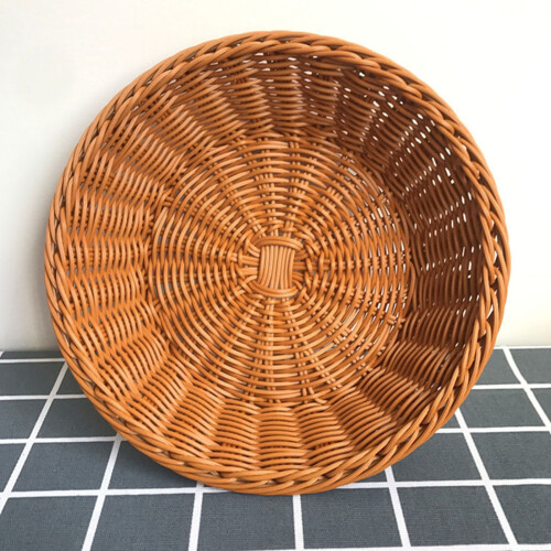 (Coffee, 25*7) Large Rattan Fruit Basket for Kitchen & Dining 1