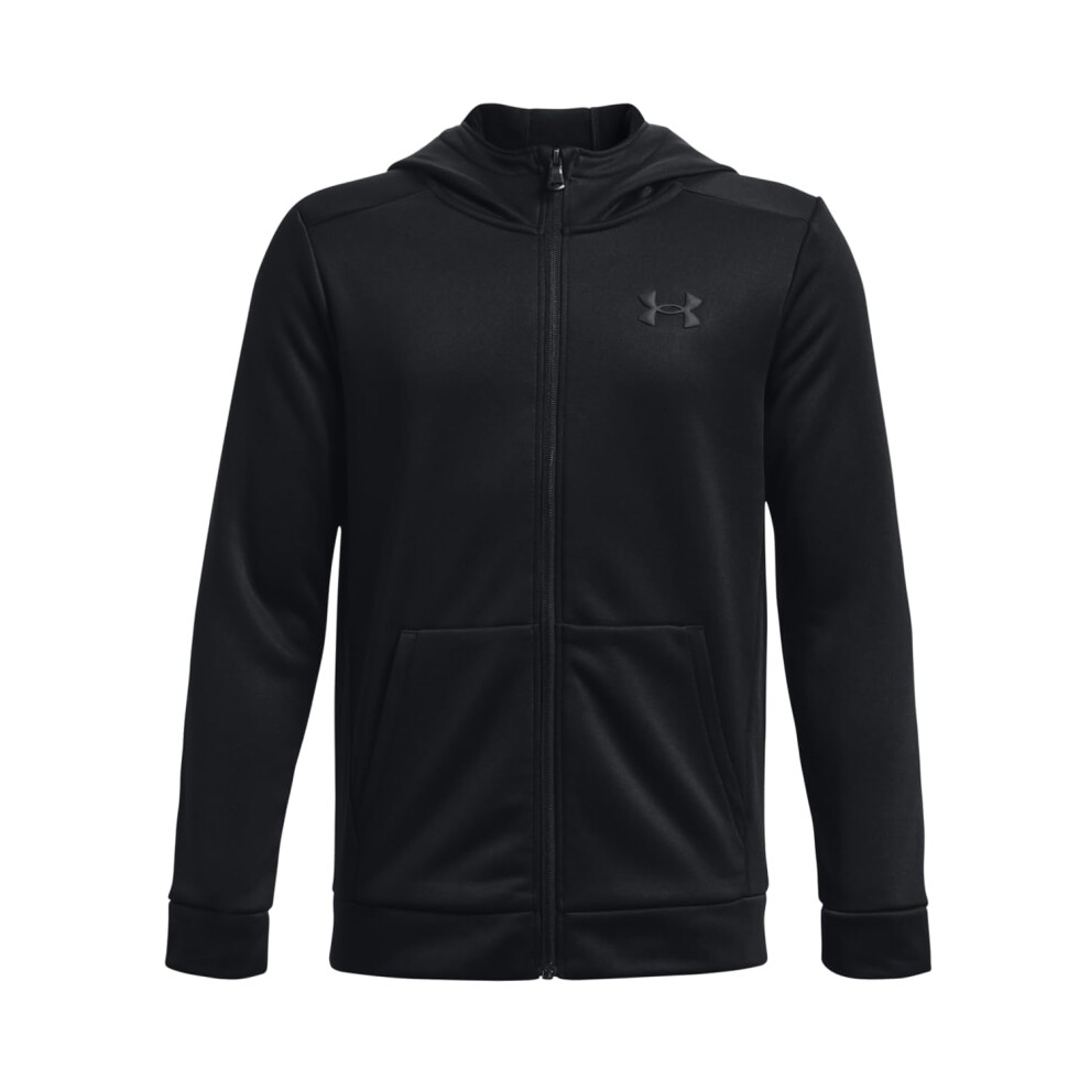 Under Armour Boys Armourfleece Full Zip Hoodie, (001) Black / / Black, Youth X-Large