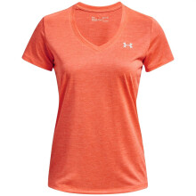 Under Armour Maglietta Donna Tech V-Neck Twist a Maniche Corte, (879) After Burn/White/Metallic Silver, X-Small