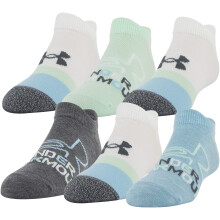 Under Armour Meisjes Essential 2.0 No Show Sokken 6-Paar (Little Kid/Big Kid) Sky Blue/Assorted LG (13.5 Little Kid - 4 Big Kid)