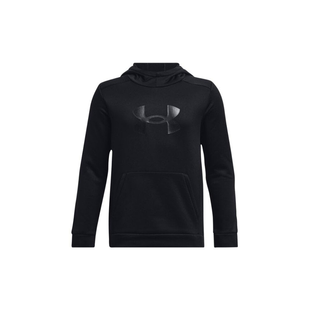 Under Armour Boys Armour Fleece Big Logo Hoodie, (001) Black / / Black, Large