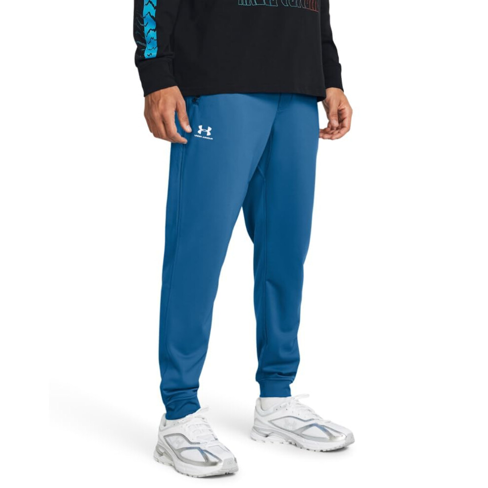 Under Armour Men's Sportstyle Tricot Joggers, (406) Photon Blue / / White, XX-Large Blue,White