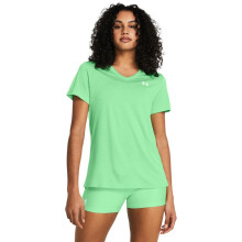 Under Armour Maglietta Donna Tech Twist Manica Corta V Collo, (350) Matrix Green/White/White, Large
