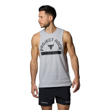 T-shirt senza maniche Under Armour Project Rock Payoff Graphic da uomo, grigio medio, grande