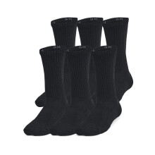 Chaussettes Crew Enfants Unisexes Under Armour 6 Paires, Noir/Noir/Blanc, Très Petit