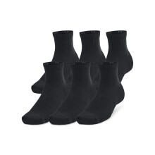 Calze Quarter Cotone Unisex-Adulto Training Under Armour 6 Paia, (001) Nero/Nero/Bianco, Grande