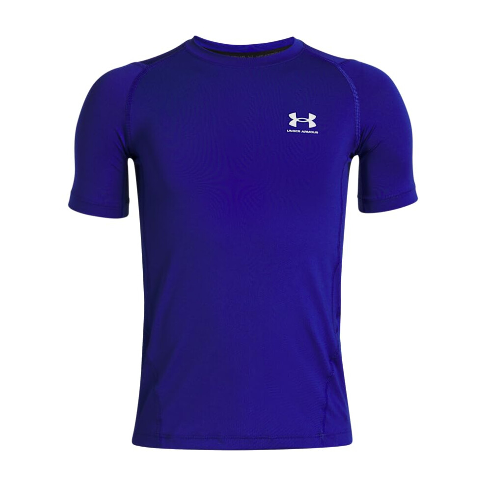 Under Armour Boys' Heatgear Armour Short-Sleeve T-Shirt, (400) Royal / / White, Small