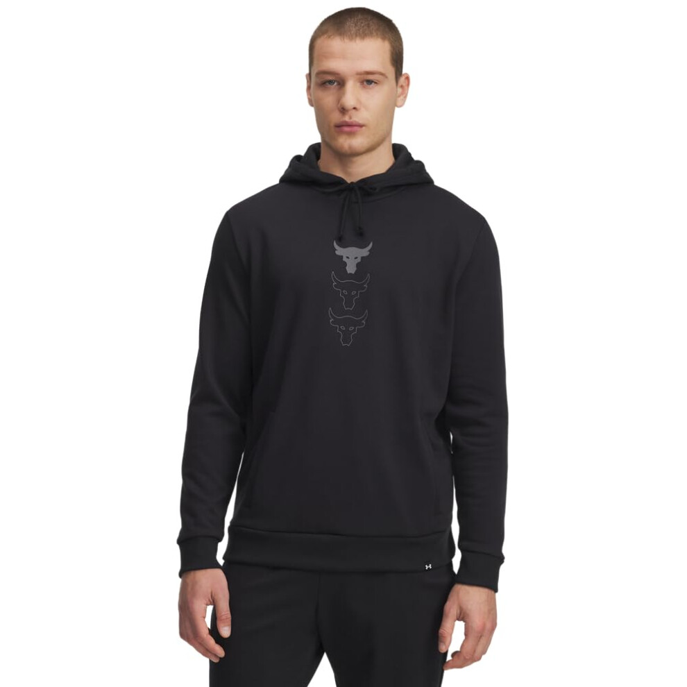 Under Armour Men's Project Rock Rival Fleece Hoodie, (002) / / Castlerock, Large Black