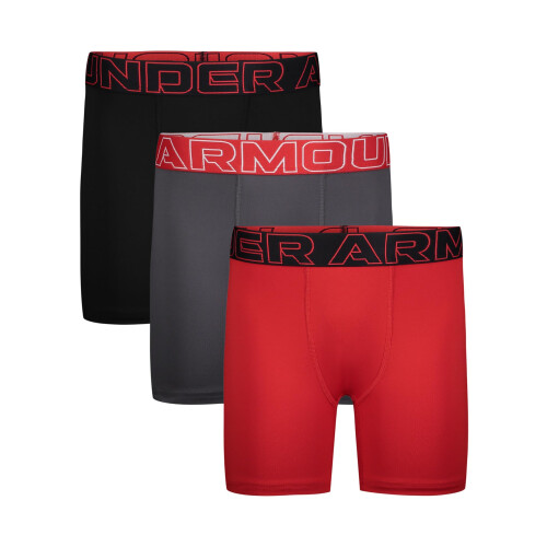 Under Armour Under Armour Performance Tech - Boxer Brief Solid 3Pk, 3-Pezzi Rosso Multi, YXL