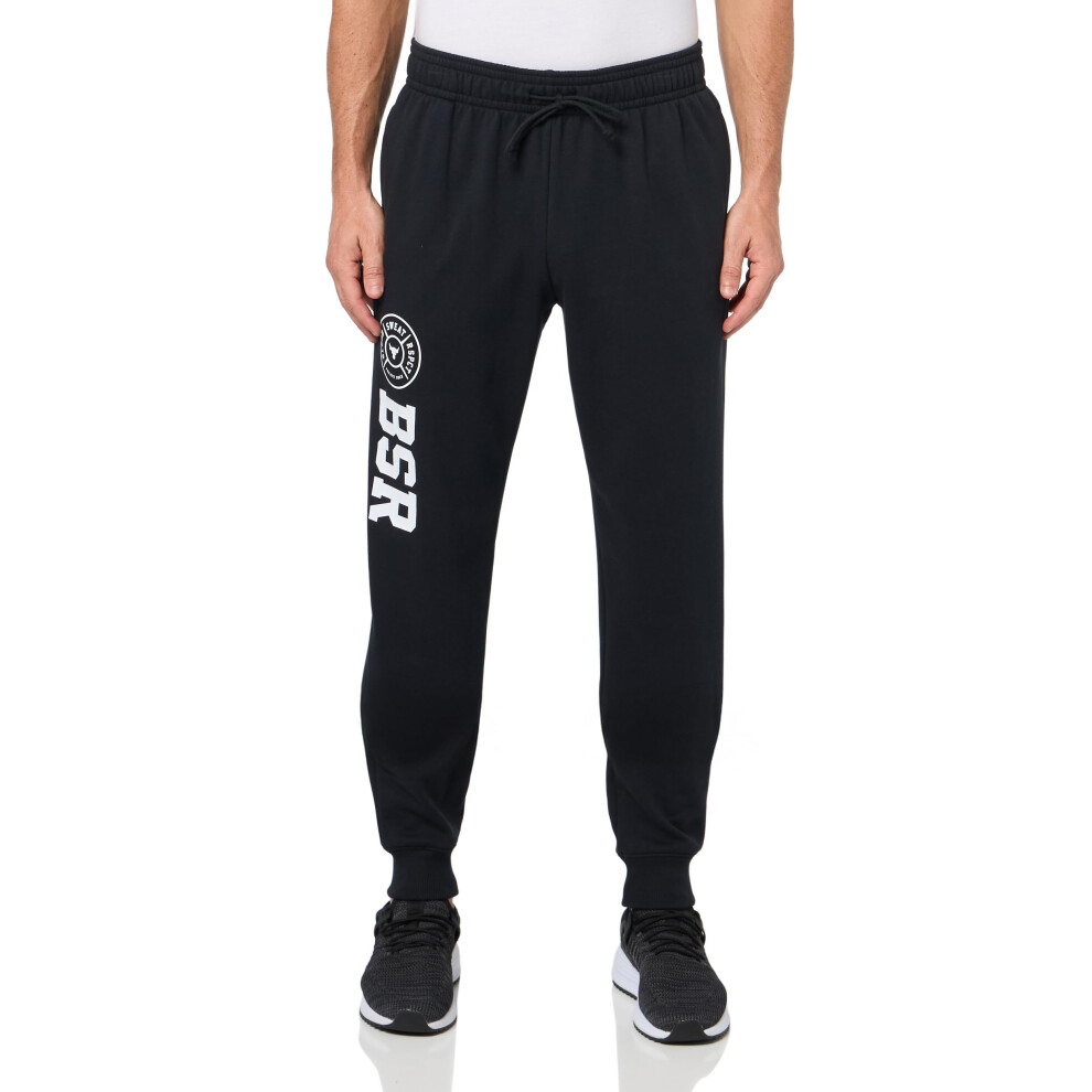 Under Armour Men's Project Rock Rival Fleece Joggers, (001) Black / / White, Large White,Black