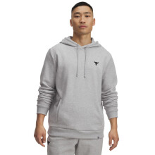 Felpa con cappuccio Under Armour Project Rock Rival Fleece da uomo, Mod Gray Heather/Black Heather, Media