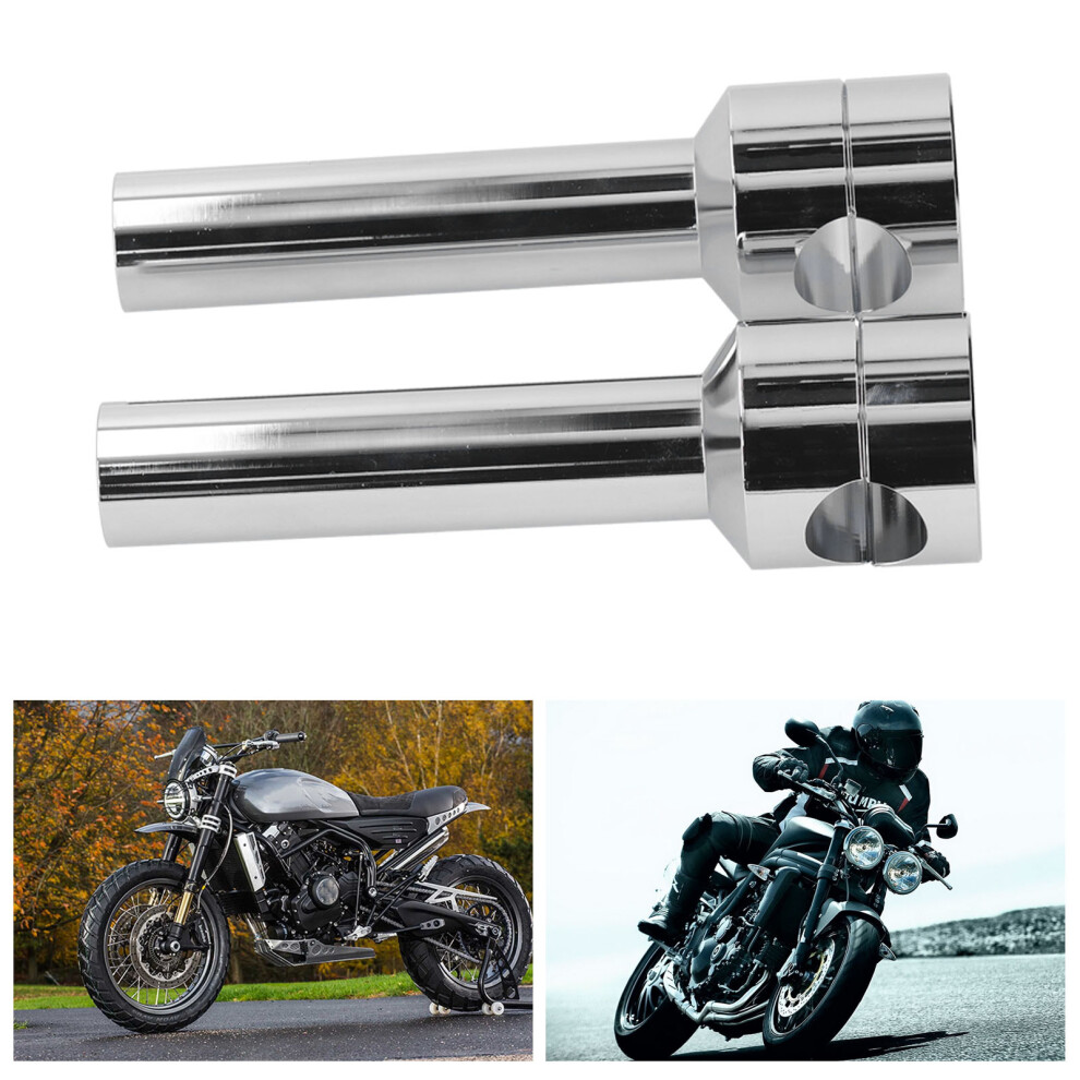 2Pcs 25Mm Aluminum Handlebar Risers Mount Clamp Kit For Motorcycle Chrome 8271391467150