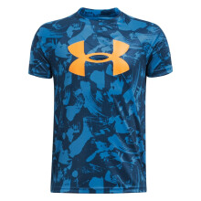 Under Armour Drengetek Big Logo Trykt Kortærmet T-Shirt, (406) Photon Blue / Nova Orange, X-Large