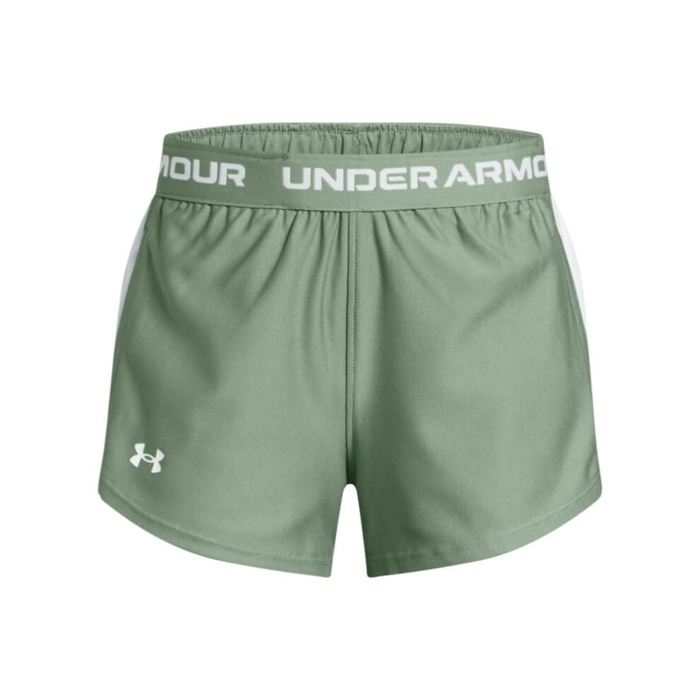 Under Armour Girls Tech Play Up Shorts, (348) Silica Green/White/White, X-Small