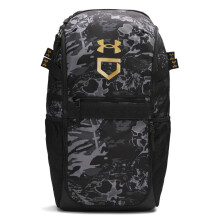 Under Armour Unisex Utility Baseball Backpack Print, (005) Black / / Metallic Gold, One Size Fits All