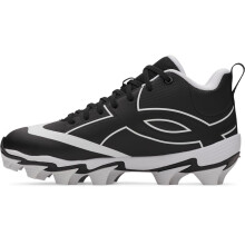 Under Armour Crampons de Baseball Leadoff Icon Mid RM JR pour Garçons, (001) Noir/Blanc/Noir, 4, US